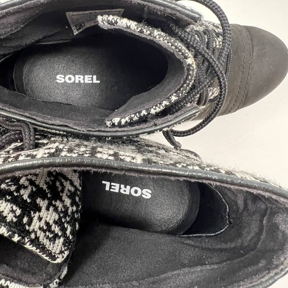 Sorel Boots Women's Size 7 Black White Hidden Wedge Ankle Booties Normcore - Picture 11 of 12
